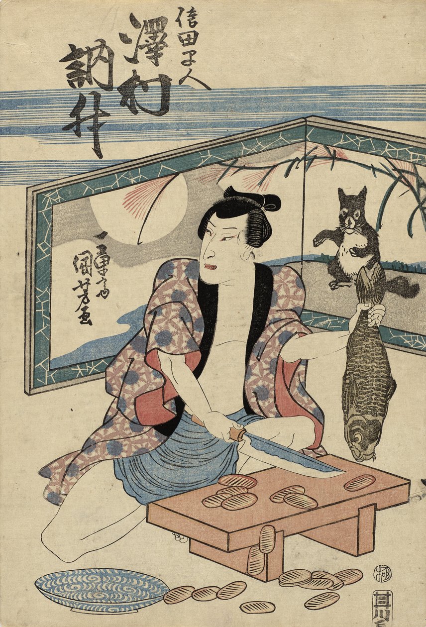 Näyttelijä Sawamura Tosshu Shida Hayatona, vuoden 1832 jälkeen (värillinen puupalikkaprintti) tekijältä Utagawa Kuniyoshi
