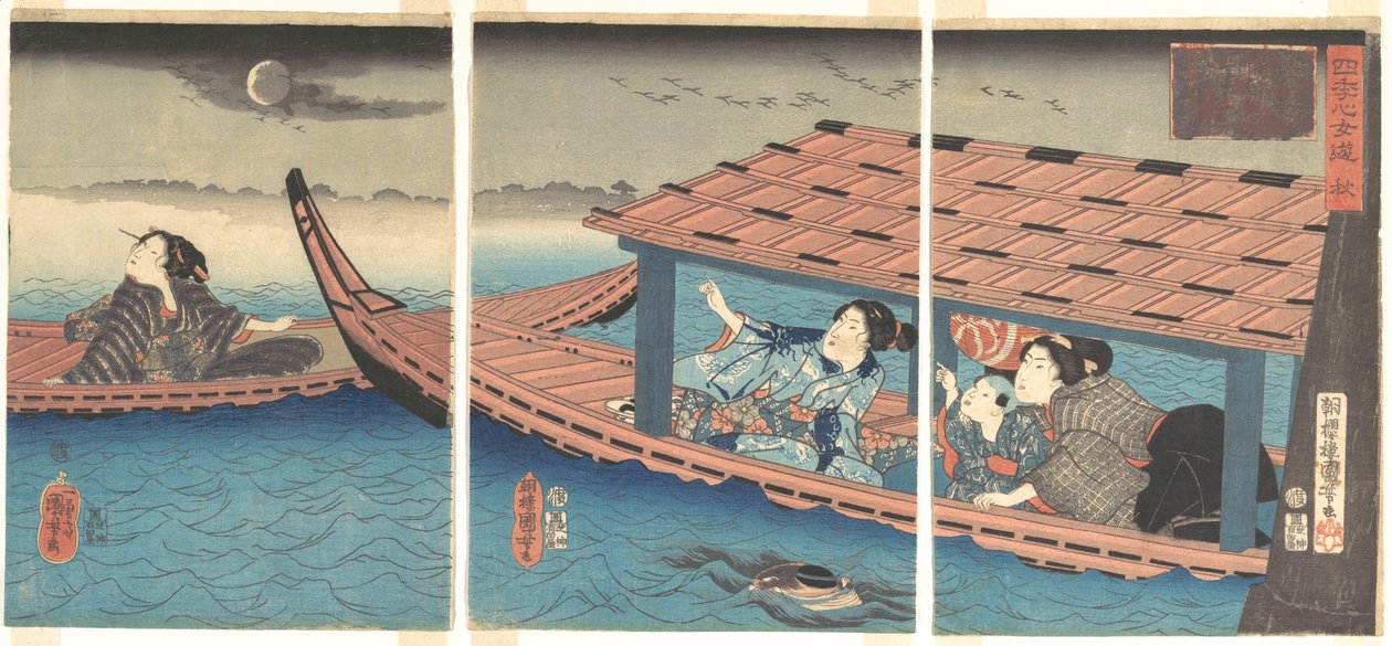 Syksy, sarjasta ”Naisten nautinnot neljänä vuodenaikana” tekijältä Utagawa Kuniyoshi
