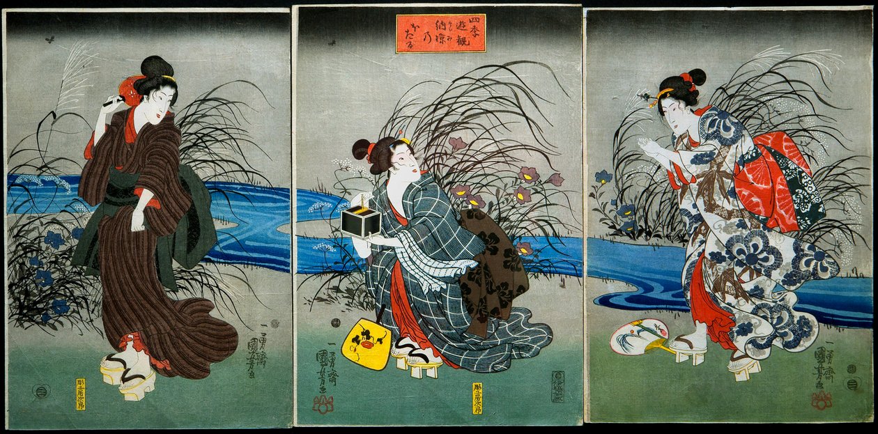 Fireflies in Summer (Nōryō no hotaru) -sarja: Neljän vuodenajan huvit (Shiki yūkan), n. 1845-1846 tekijältä Utagawa Kuniyoshi