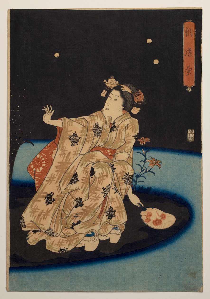 Tulikärpästen pyydystäminen illan viileydessä tekijältä Utagawa Kuniyoshi