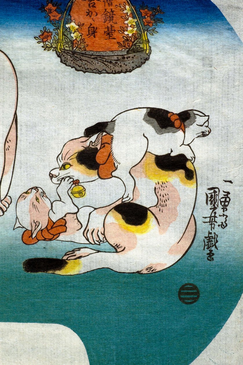 Kissat Kiinan temppelileijona tekijältä Utagawa Kuniyoshi