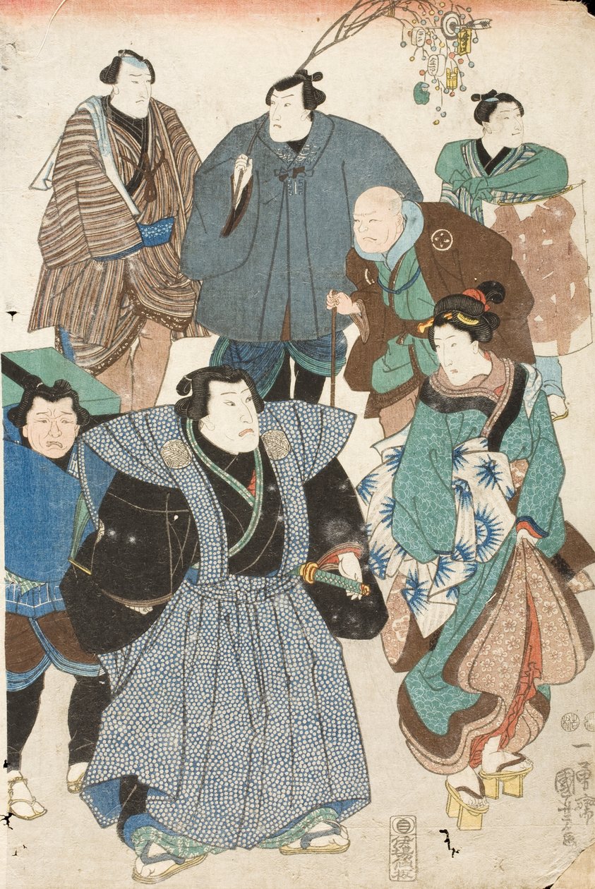Kevään juhla (katukulkueeksi naamioituneet kabuki-näyttelijät) tekijältä Utagawa Kuniyoshi
