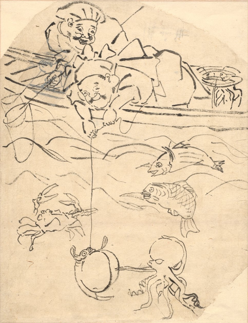 Daikoku ja Ebisu, kaksi seitsemästä onnenjumalasta. tekijältä Utagawa Kuniyoshi