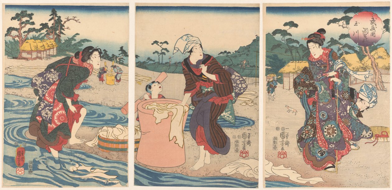 Decho Farmer Inde Tuotanto Musashi Musashikuni Chofu no Tamagawa tekijältä Utagawa Kuniyoshi