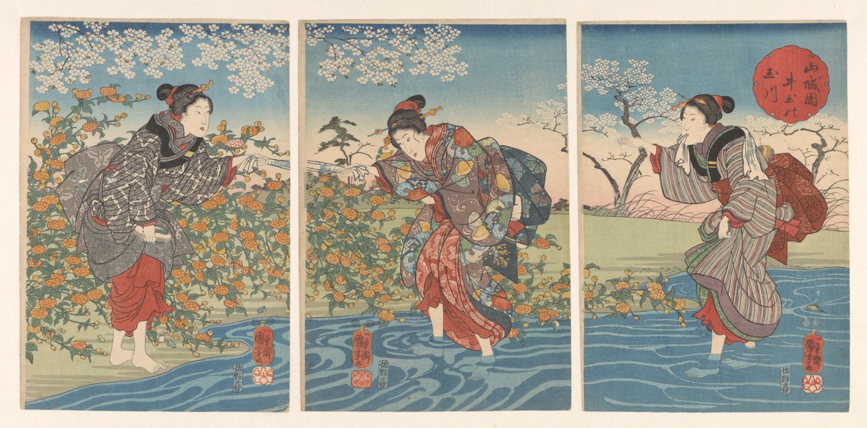 Dede Tamarilier Inde Provincial Yamashiro Yamashiron maa Tamagawa tekijältä Utagawa Kuniyoshi