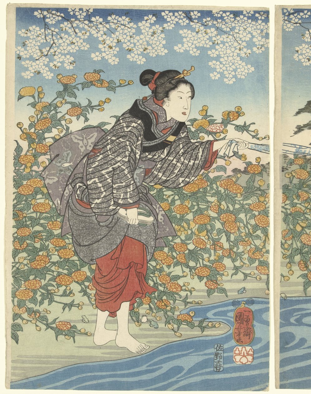 Ide Tama -joki Yamashirossa, maakunnassa tekijältä Utagawa Kuniyoshi