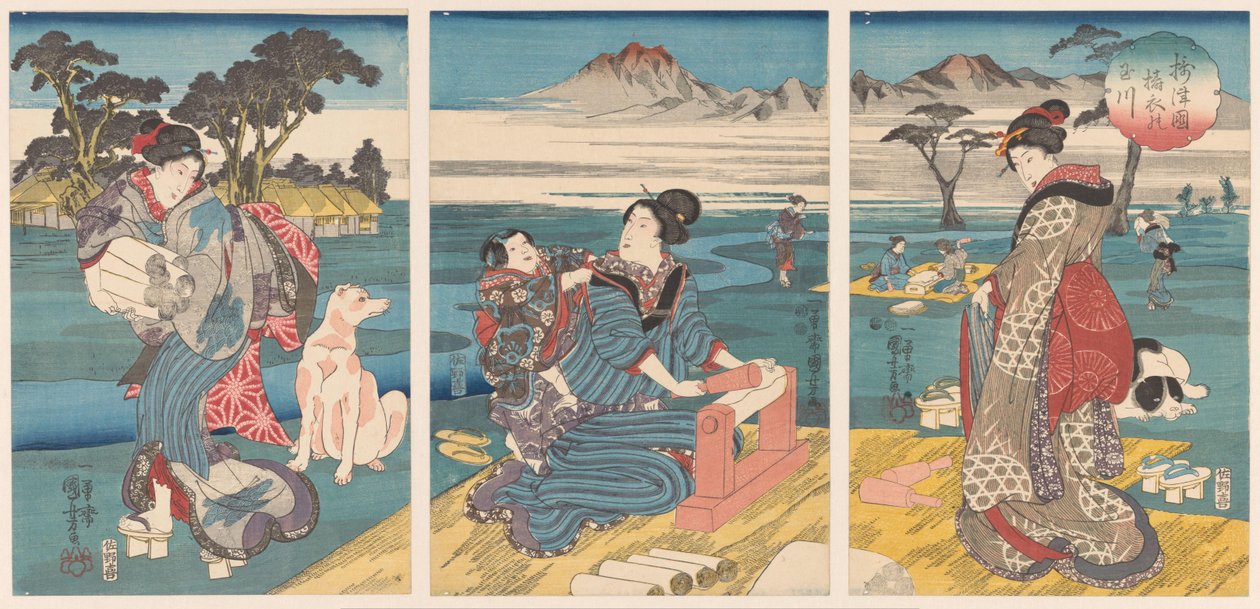 Detoi Tamarier Inde Provincial Set Setsu Kuni no Tamagawa tekijältä Utagawa Kuniyoshi