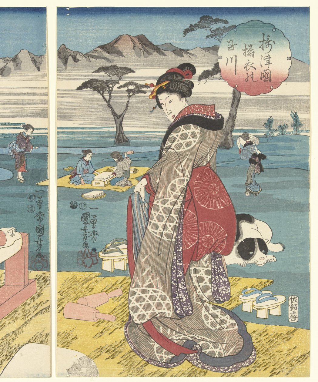 Detoi Tamarier Inde Provincial Set Setsu Kuni no Tamagawa tekijältä Utagawa Kuniyoshi