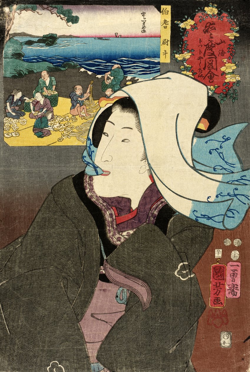 Hōkista peräisin oleva kuivattu abalone tekijältä Utagawa Kuniyoshi