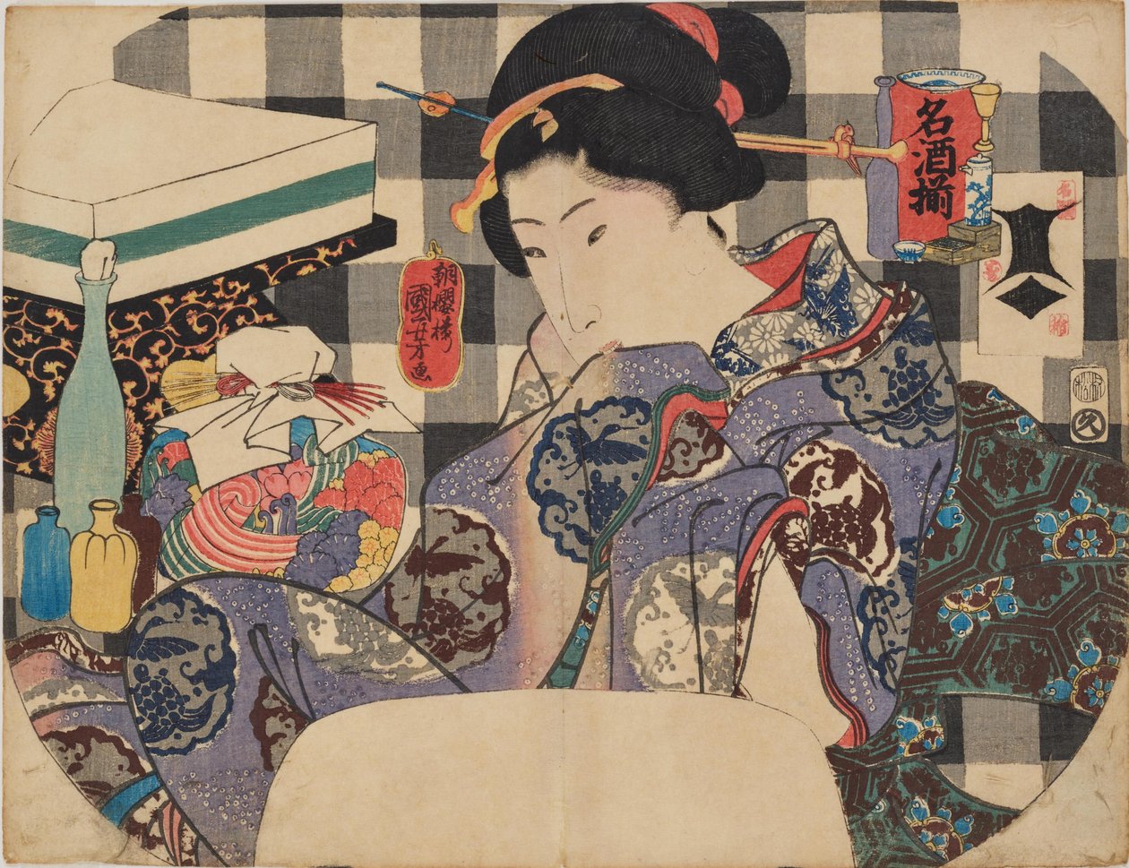 Kuuluisia sake-merkkejä tekijältä Utagawa Kuniyoshi