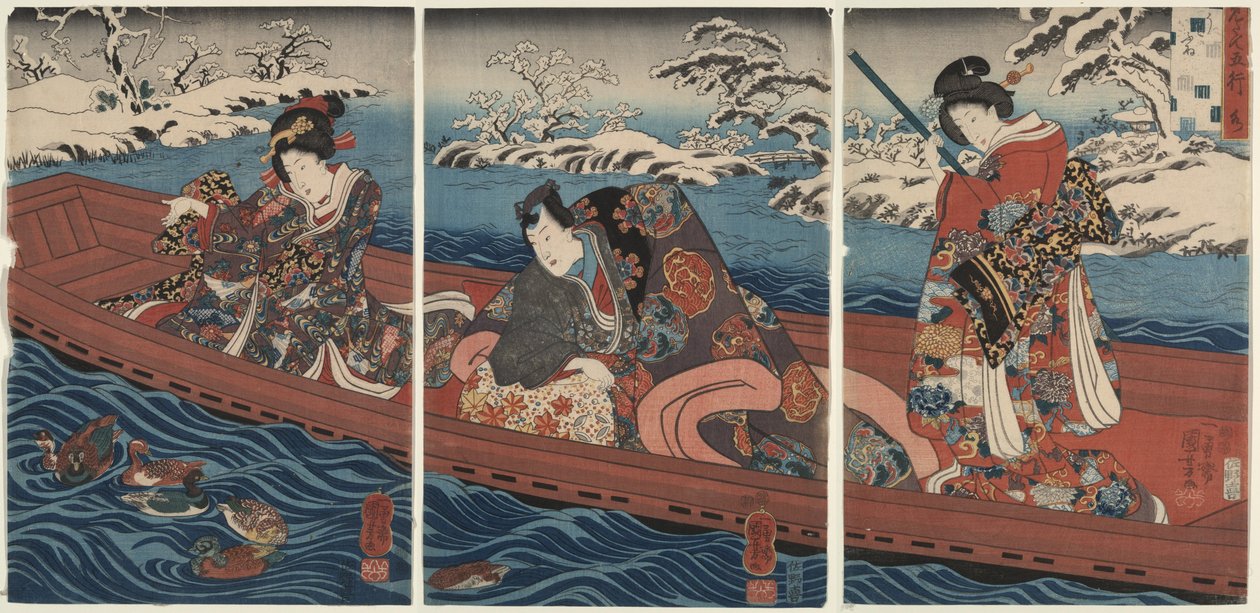 Viisi elementtiä: vesi tekijältä Utagawa Kuniyoshi