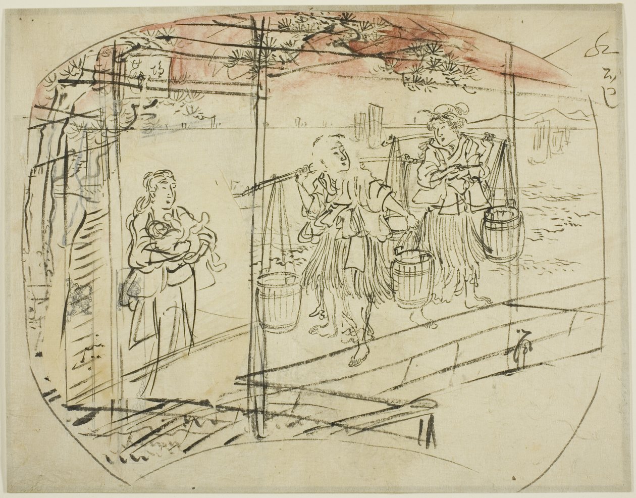 Suolaveden kerääminen rannalla tekijältä Utagawa Kuniyoshi