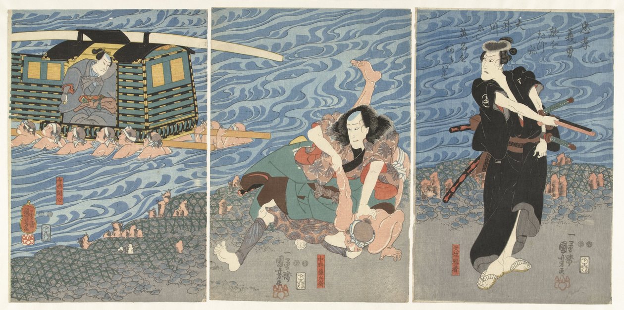 Taistelu Oi-joen rannalla tekijältä Utagawa Kuniyoshi