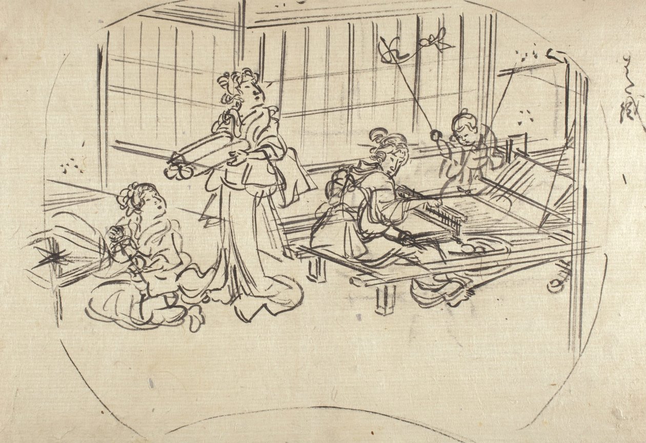 Hataori (kudonta kangaspuilla) tekijältä Utagawa Kuniyoshi
