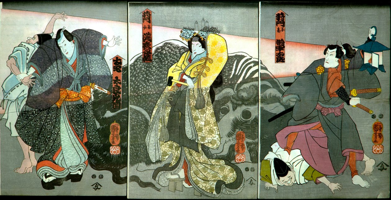 Ichikawa Danjurō VIII - Masakadon poika tekijältä Utagawa Kuniyoshi