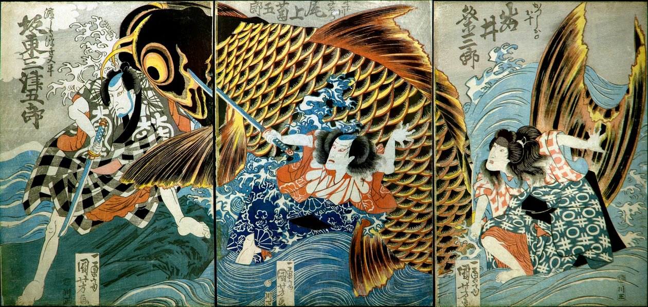 Iwai Kumesaburō II hahmona Katsushika no Ojū tekijältä Utagawa Kuniyoshi