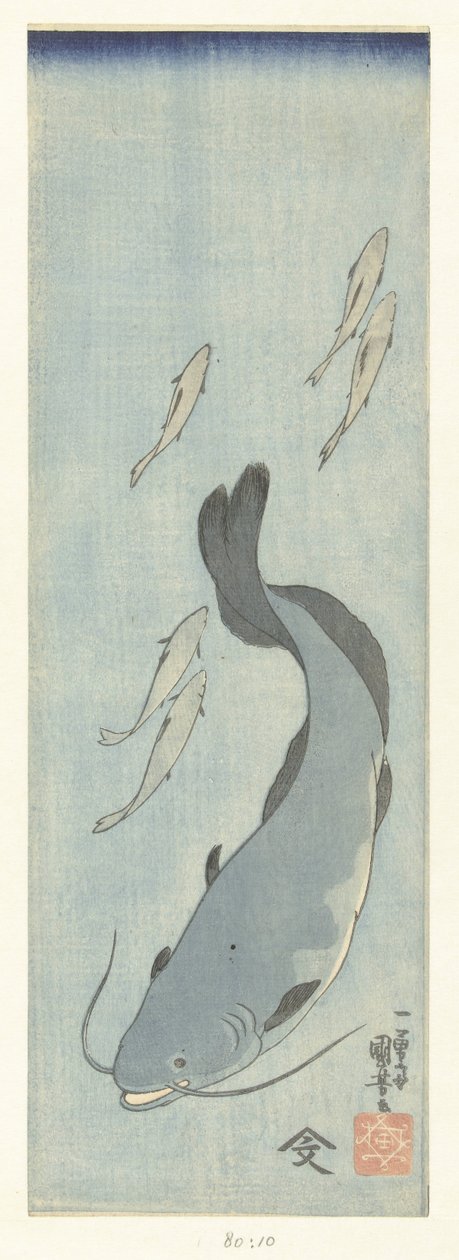 Monni ja viisi taimenta tekijältä Utagawa Kuniyoshi