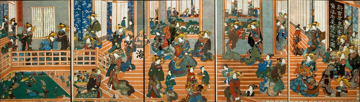 Näkymä Kado-Ebiyan yläkerrasta tekijältä Utagawa Kuniyoshi