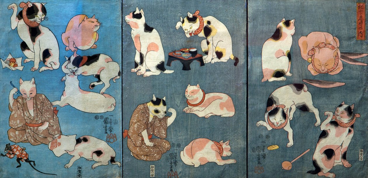Kissojen kuvittamat sananlaskut (Tatoe zukushi no uchi), n. 1852 tekijältä Utagawa Kuniyoshi