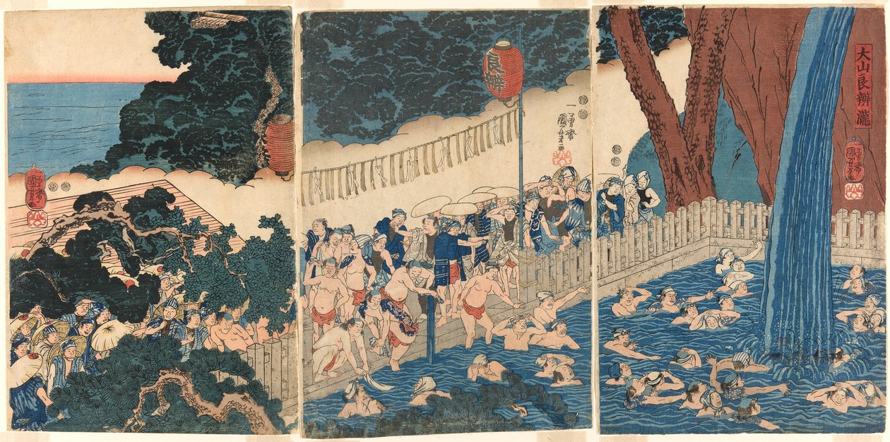 Roben-vesiputous Oyama-vuorella (Oyama Roben no taki) tekijältä Utagawa Kuniyoshi
