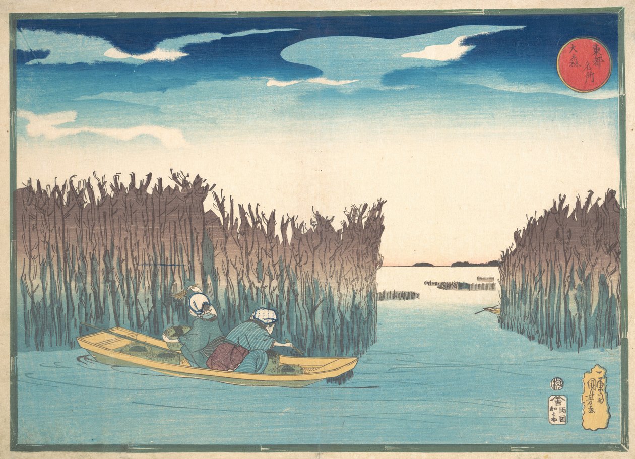 Merilevän keräilijät Omorissa, 1797-1861. tekijältä Utagawa Kuniyoshi