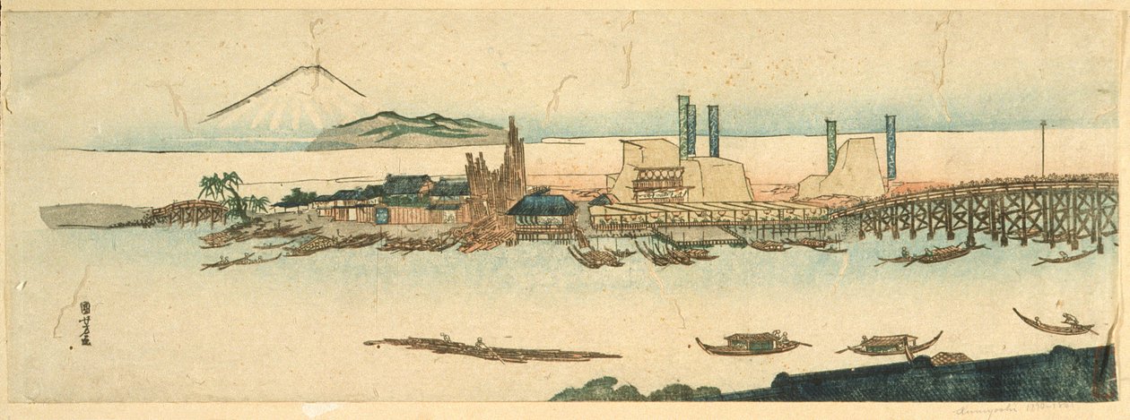 Näkymä Sumidajoelta tekijältä Utagawa Kuniyoshi