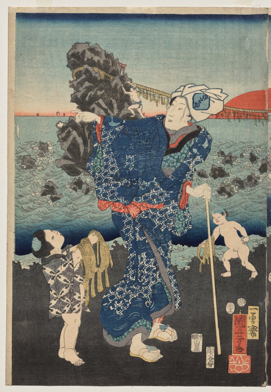 Auringonnousu Futami Bayssä tekijältä Utagawa Kuniyoshi