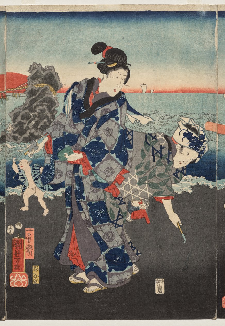 Auringonnousu Futami Bayssä tekijältä Utagawa Kuniyoshi