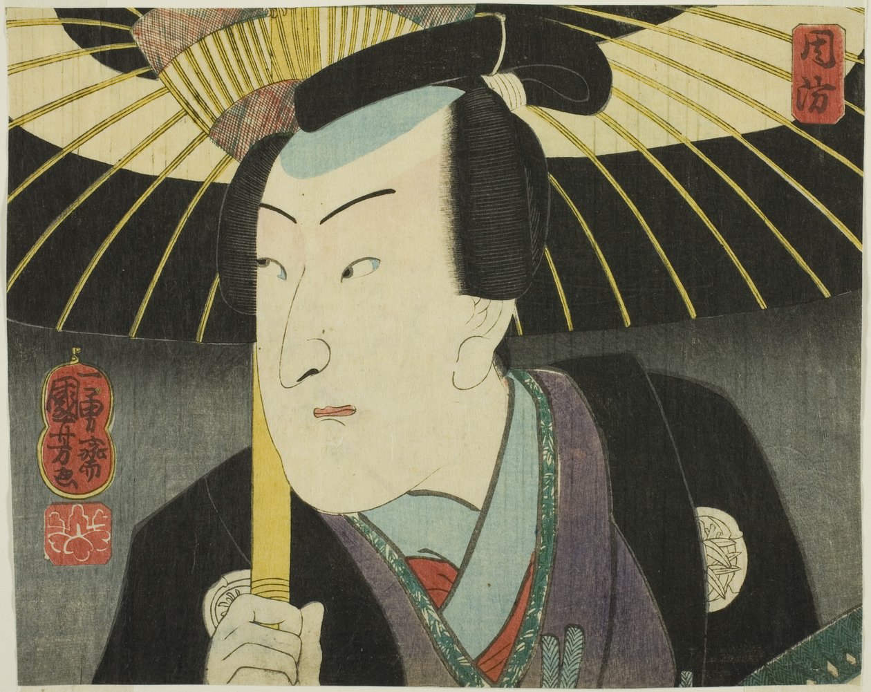 Suon maakunta sarjasta "Modern Scenes of the Provinces in Edo Brocades" tekijältä Utagawa Kuniyoshi