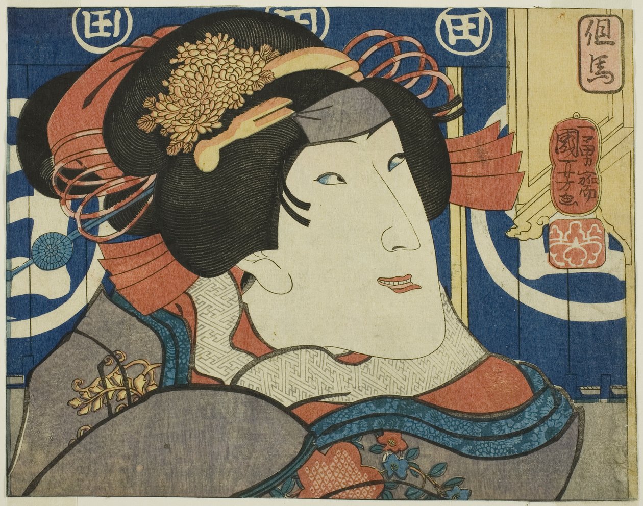 Tajiman maakunta, sarjasta "Edo Brocades - Modern Scenes" tekijältä Utagawa Kuniyoshi