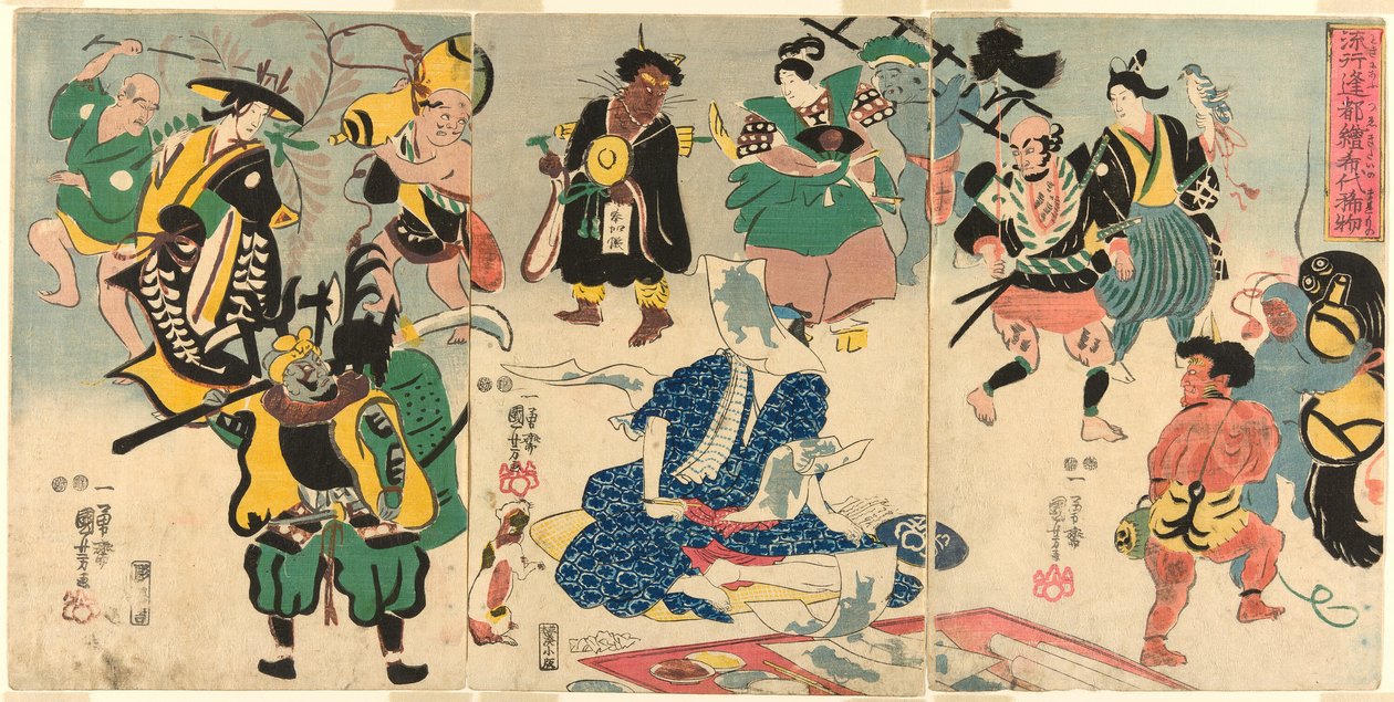 The Extraordinary Phenomenon of the Popular Otsu Picture (Tokini otsue kidai no maremono) tekijältä Utagawa Kuniyoshi