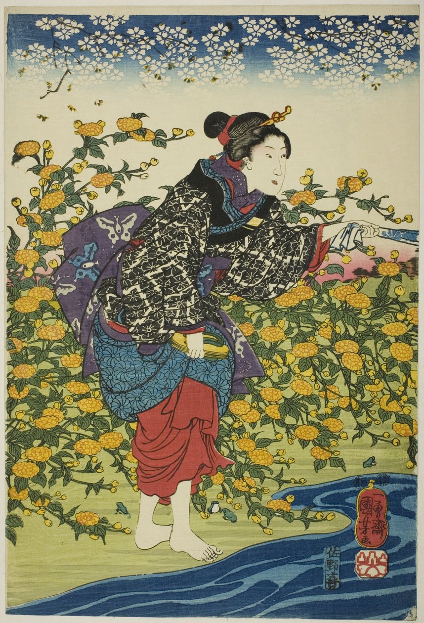 Ide Jewel River Yamashiron maakunnassa (Yamashiro kuni Ide no Tamagawa), nimettömästä Six Jewel Riversin sarjasta tekijältä Utagawa Kuniyoshi