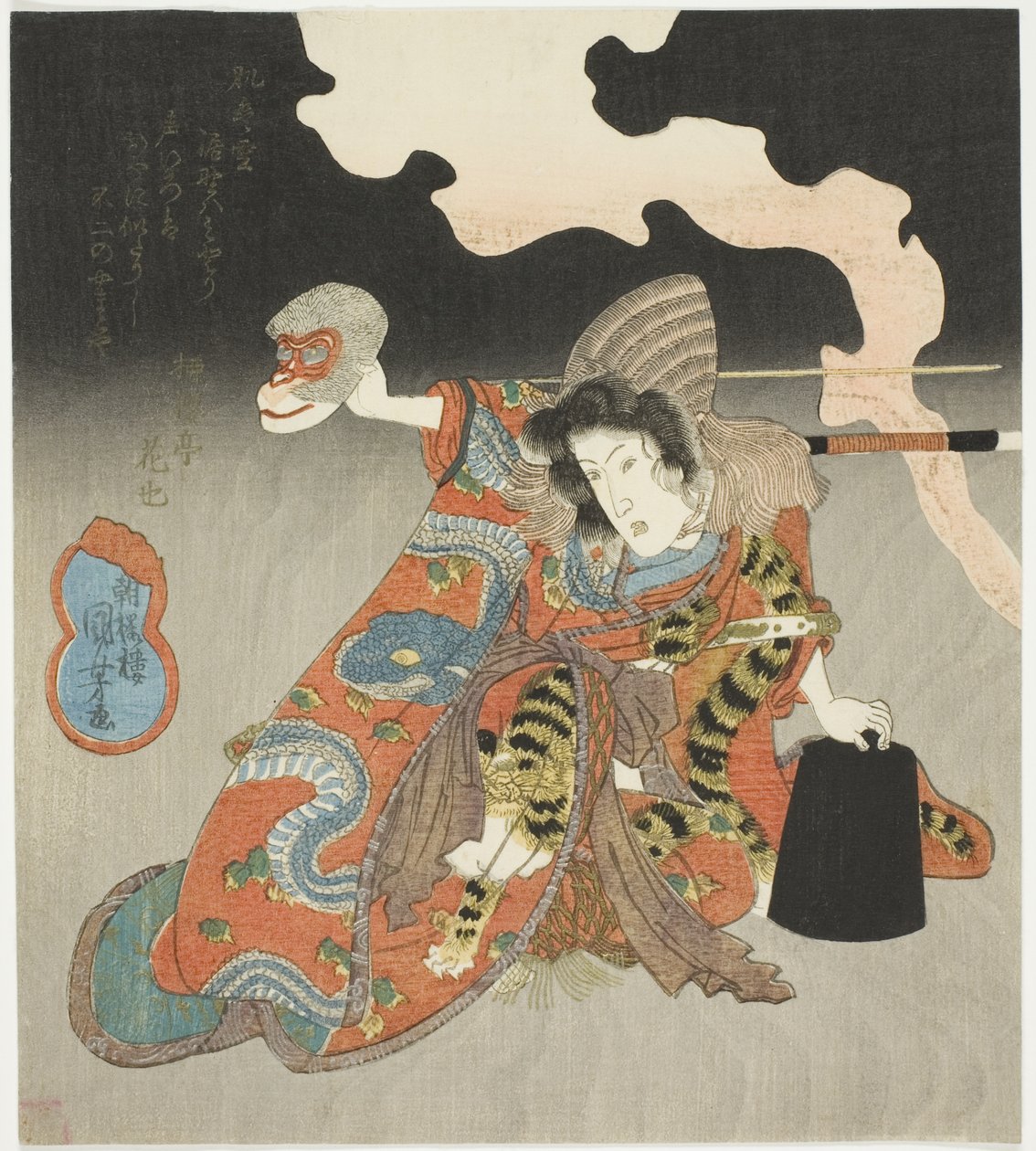 Näyttelijä Iwai Hanshiro VI naisroolissa tekijältä Utagawa Kuniyoshi