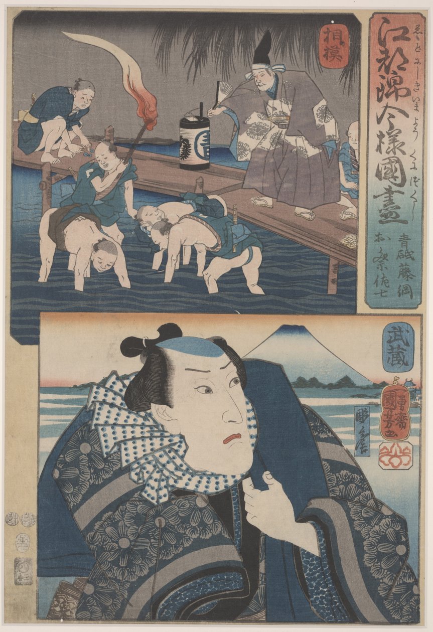 Kaksi näkymää Edosta (väripuupiirros) tekijältä Utagawa Kuniyoshi