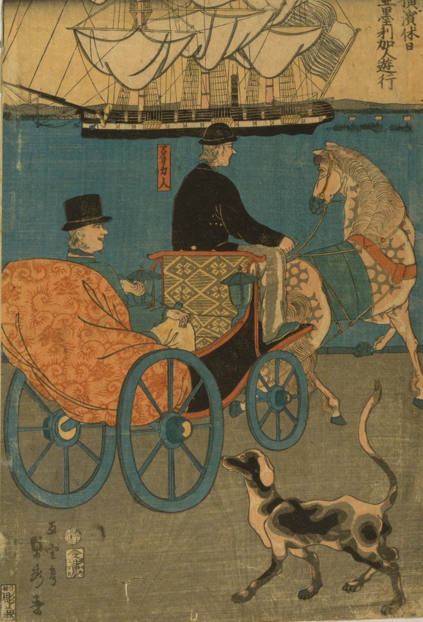 Amerikkalaiset nauttivat sunnuntaista Yokohamassa, 1861 tekijältä Utagawa Sadahide