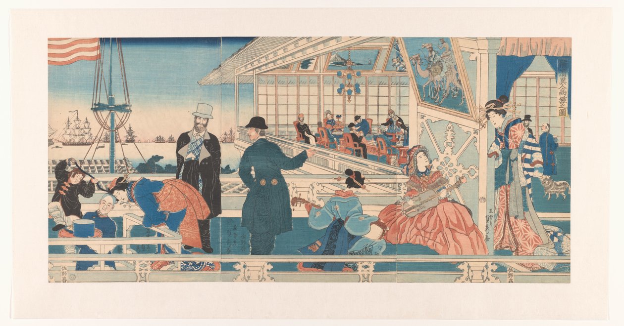 Amerikkalainen kauppatalo Yokohamassa tekijältä Utagawa Sadahide