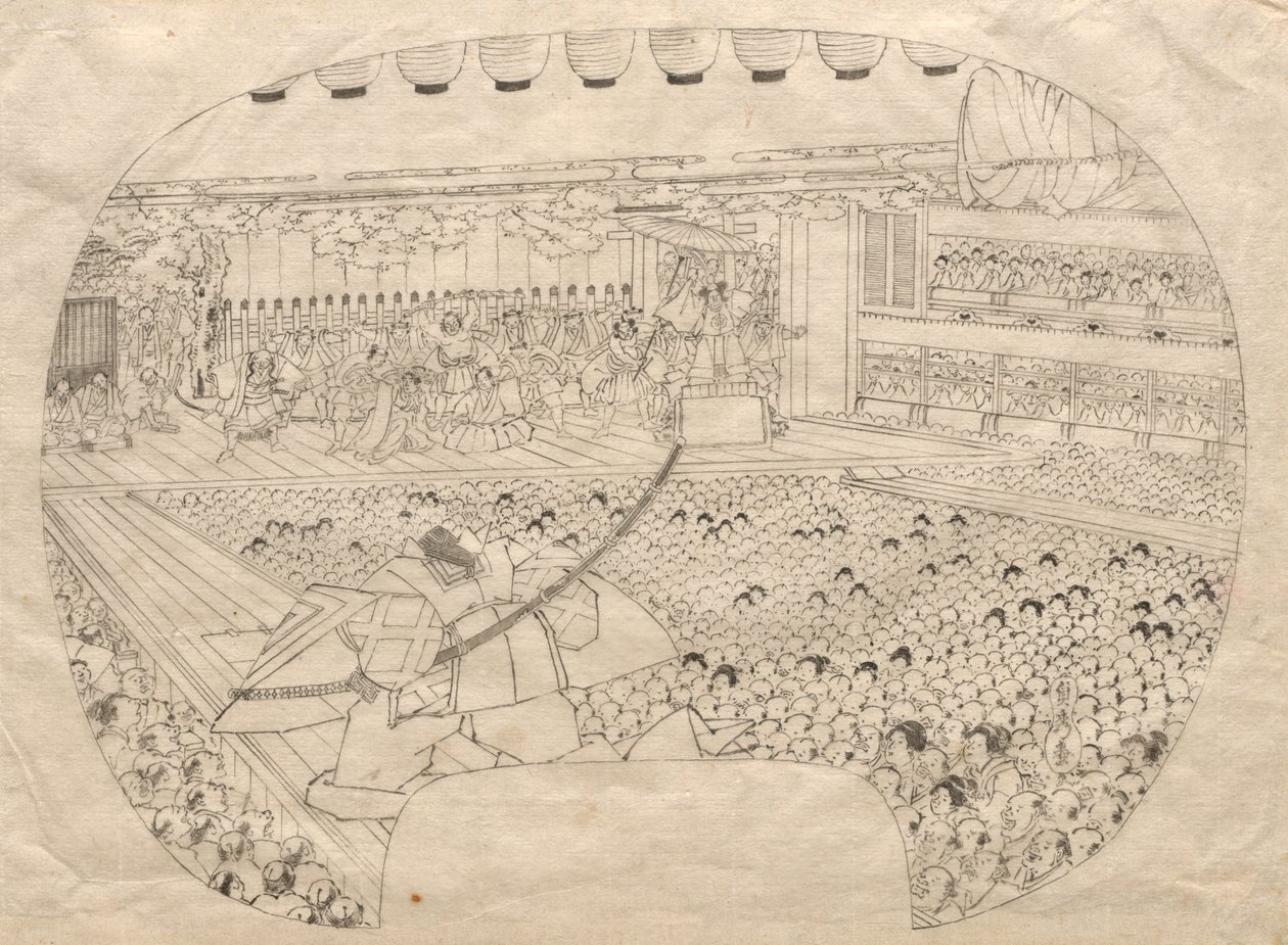 Kabuki-teatterin sisustus. tekijältä Utagawa Sadahide