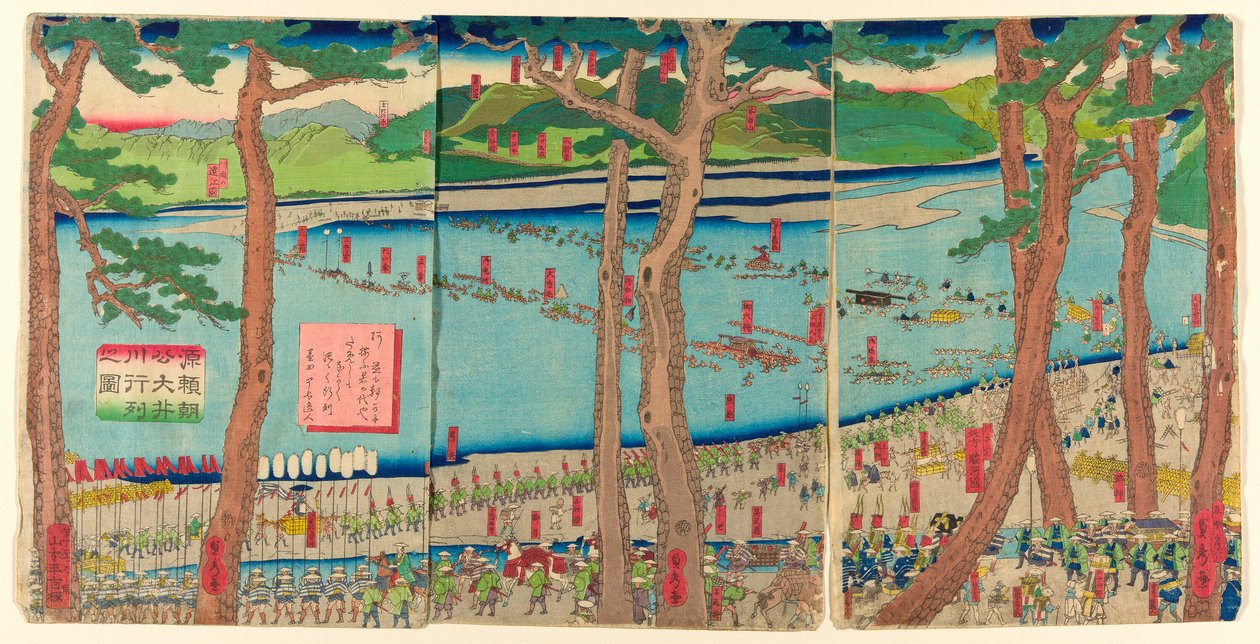 P Pyörivä ääni Minamoto no Yoritomo a c Ross tee Rive r tekijältä Utagawa Sadahide