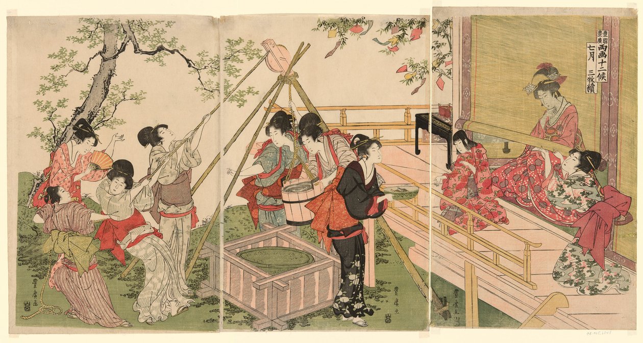 Seitsemäs kuukausi, Two Artists -sarjasta The Twelve Months (Ryoga juni ko) tekijältä Utagawa Toyohiro