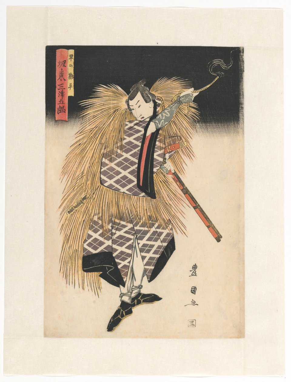 Kanpei metsästää palavalla sulakkeella tekijältä Utagawa Toyokuni (I)