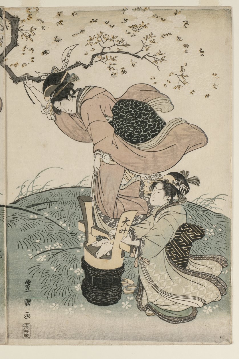 Kirsikankukat tuulessa tekijältä Utagawa Toyokuni