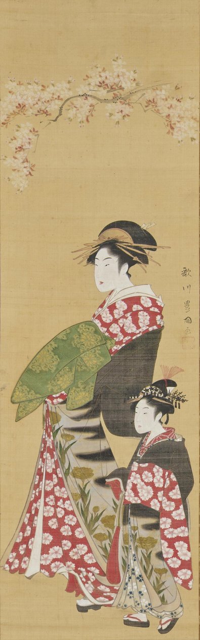 Kurtisanen unter Kirschblüten tekijältä Utagawa Toyokuni