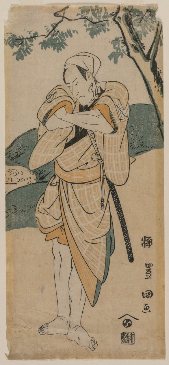 Näyttelijä Ichikawa Danjuro samuraina tekijältä Utagawa Toyokuni
