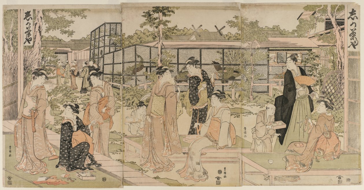 Vieraita Shika Tea Housessa 1790-luvun alussa. tekijältä Utagawa Toyokuni