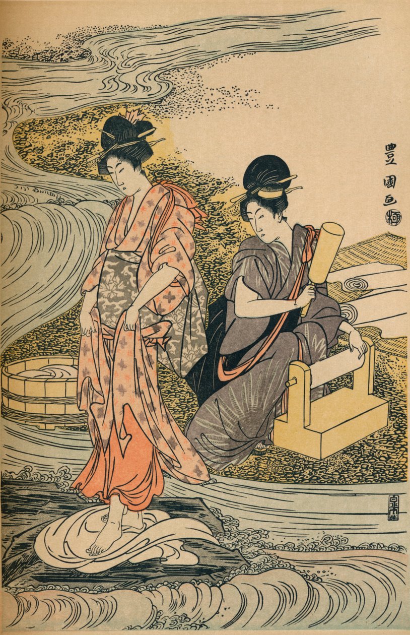 Pesuvaatteet, c1800 tekijältä Utagawa Toyokuni