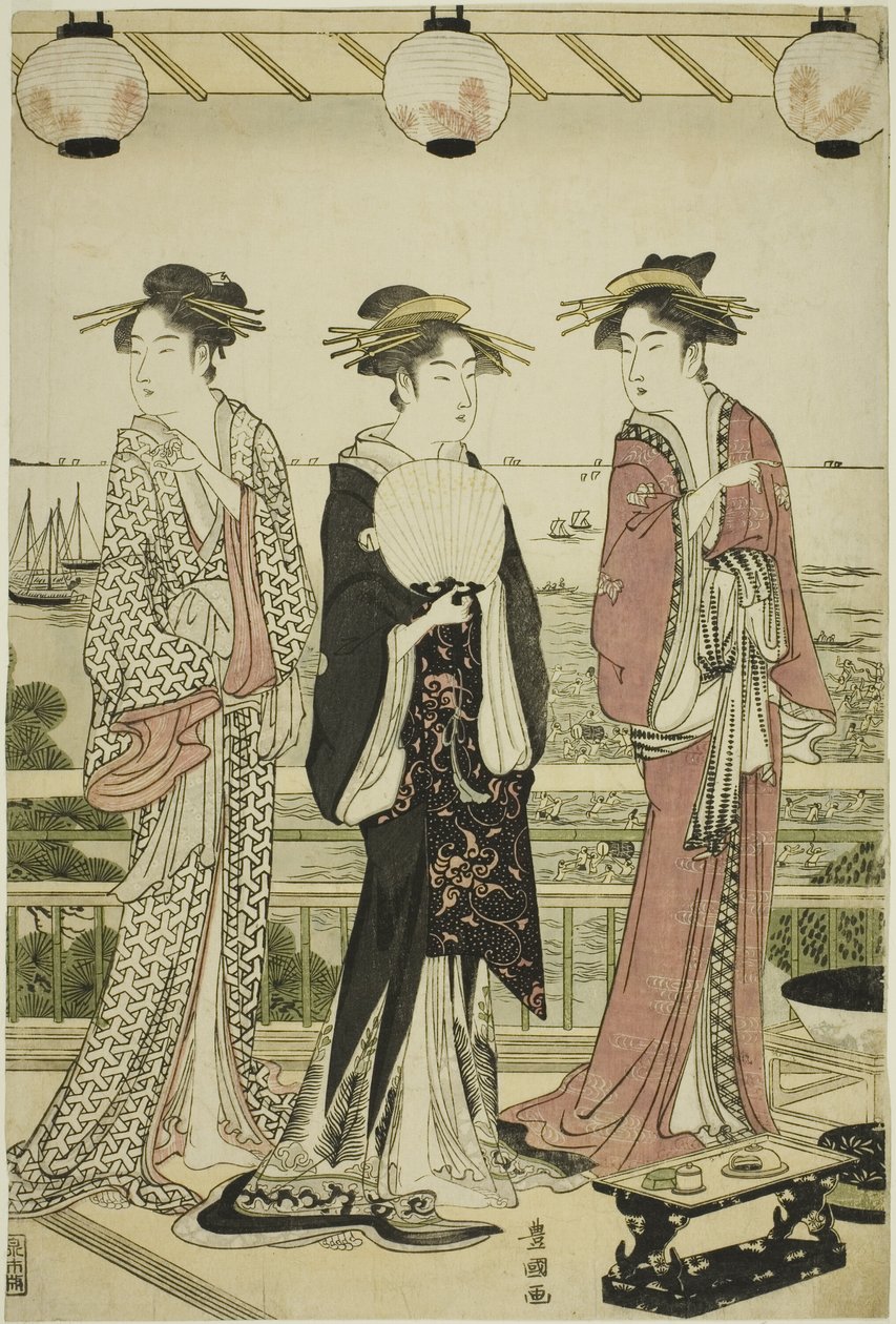 Neljä vuodenaikaa etelässä - kesänäkymä (Minami shiki natsu no kei) tekijältä Utagawa Toyokuni I