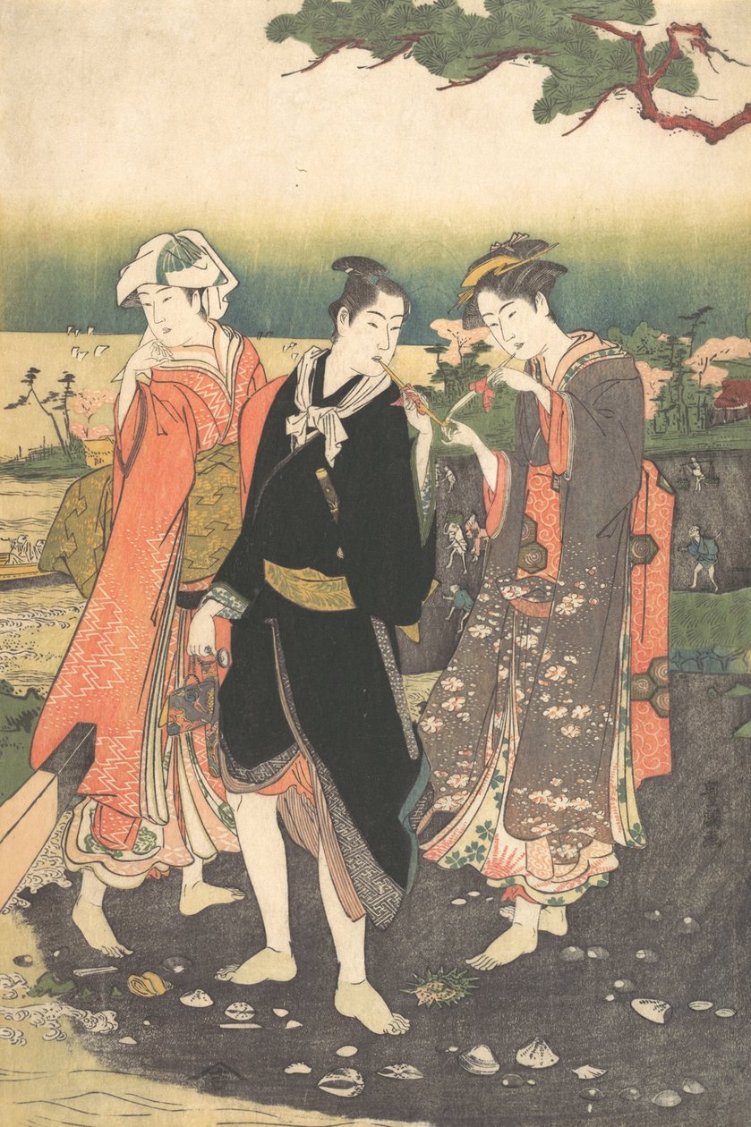 Shinagawa Beachillä Ebb-Tidessa, n. 1790-1825. tekijältä Utagawa Toyokuni I
