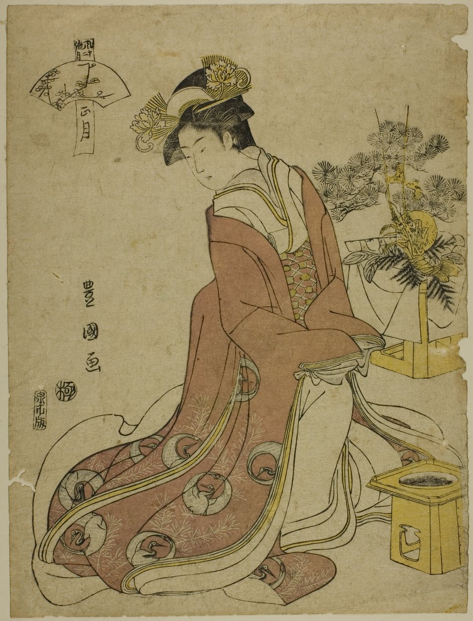 Ensimmäinen kuukausi (Sho gatsu), sarjasta "Fashionable Twelve Months (Furyu junikagetsu)" tekijältä Utagawa Toyokuni I