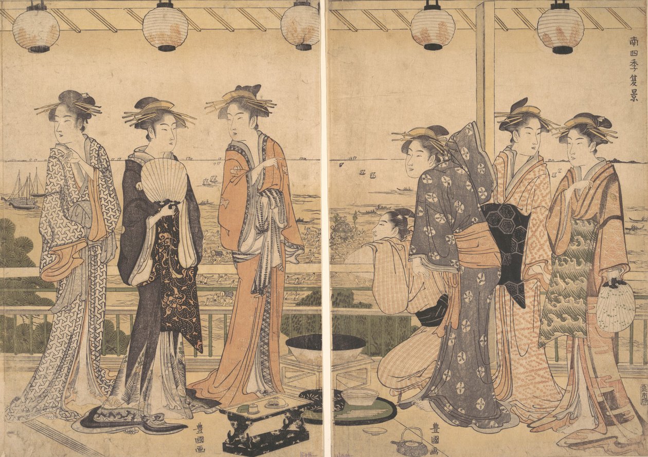 The Four Seasons in Southern Edo: A Summer Scene Minami shiki, Natsu [no] kei, 1780-luvun loppu. tekijältä Utagawa Toyokuni I