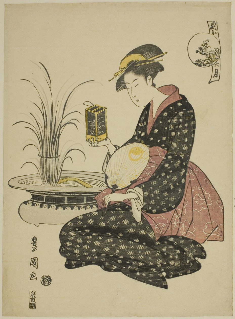 Kuudes kuukausi (Roku gatsu), sarjasta "Fashionable Twelve Months (Furyu junikagetsu)" tekijältä Utagawa Toyokuni I